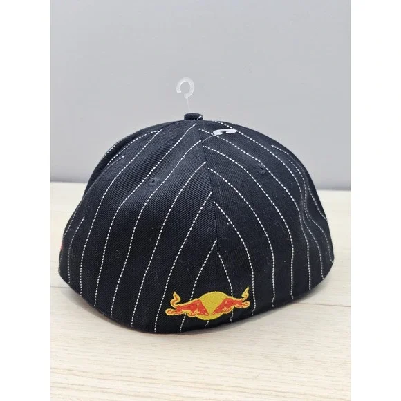 Red Bull New Era 59FIFTY Fitted Hat 7 1/2 Pinstripe Black Wool Cap MLB Style Hat